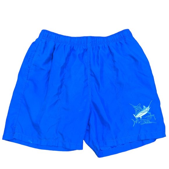 Guy Harvey By AFTCO Blue 5" Bathing Suit Trunks Size Large - Picture 1 of 6